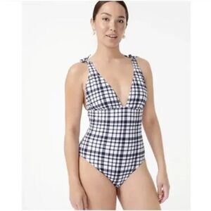 NWT J. Crew One Piece Swimsuit in Marine Plaid - Size12